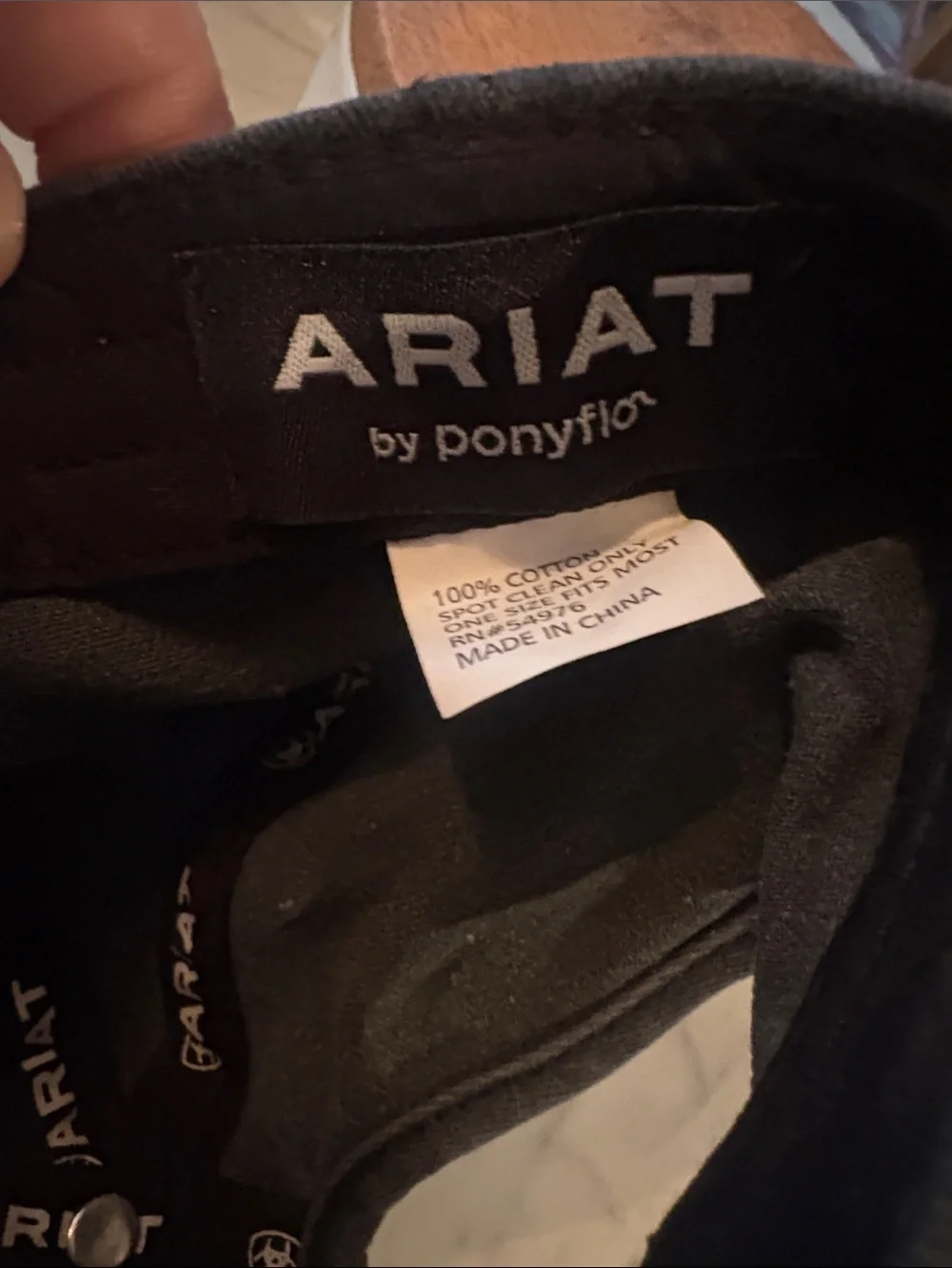 Ariat Ladies Ponyflo Cap Denim Embroidered Shield Black